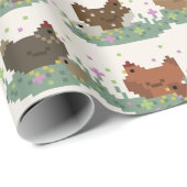 Süßes Pixel-Hühner-Muster Geschenkpapier (Rolleneckpunkt)