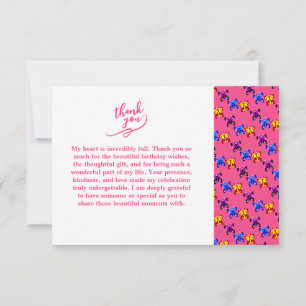 Süßes Pixel-Schmetterlingsmuster mit heißem rosa H Dankeskarte