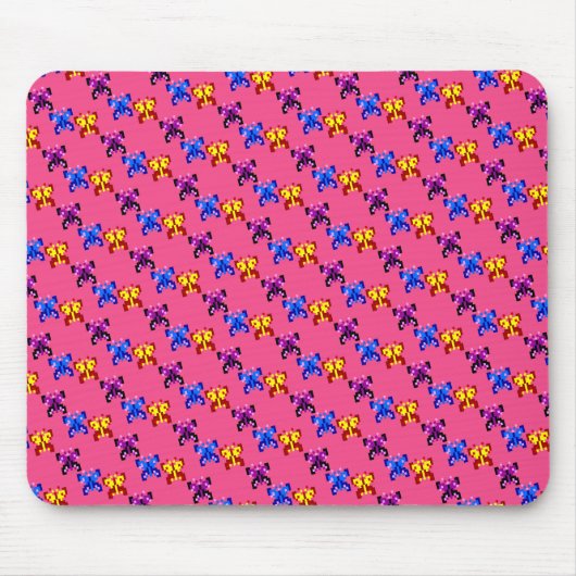 Süßes Pixel-Schmetterlingsmuster mit heißem rosa H Mousepad (Vorne)