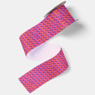 Süßes Pixel-Schmetterlingsmuster mit heißem rosa H Satinband