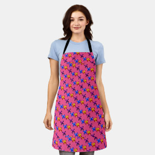 Süßes Pixel-Schmetterlingsmuster mit heißem rosa H Schürze