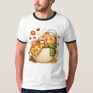 Süßes Pizza-Bär-T-Shirt | Kawaii Fast-Food-Cartoon T-Shirt