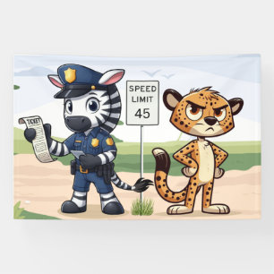 süßes Polizei-Zebra & Gepard Banner