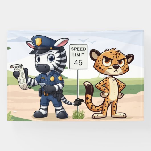 süßes Polizei-Zebra & Gepard Banner (Horizontal)