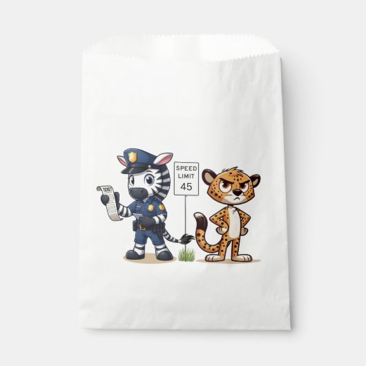 süßes Polizei-Zebra & Gepard Geschenktütchen (Vorderseite)