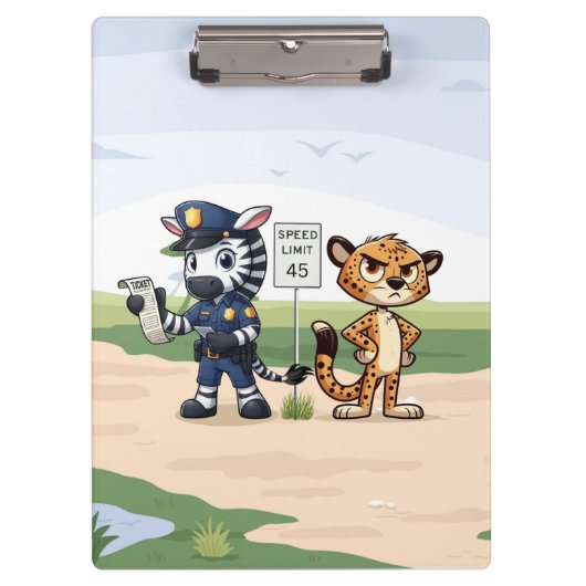 süßes Polizei-Zebra & Gepard Klemmbrett (Vorderseite)