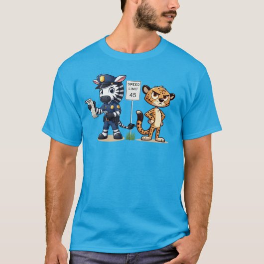 süßes Polizei-Zebra & Gepard T-Shirt (Vorderseite)