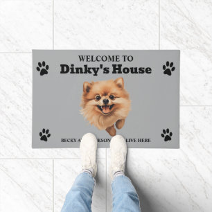Süßes Pomeranian-Hundefoto Fußmatte
