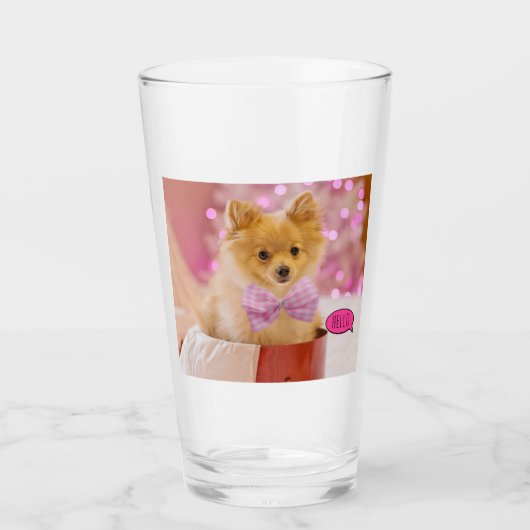 Süßes Pomeranian-Welpe Glas (Vorderseite)
