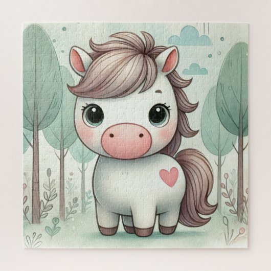 Süßes Pony im fantastischen Wald Puzzle (Vertikal)