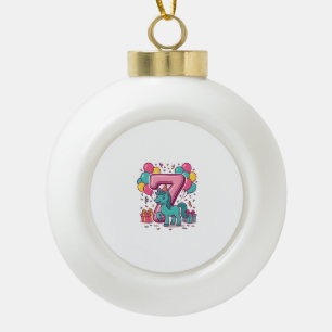 Süßes Pony-Vektordesign zur 7. Geburtstagsfeier de Keramik Kugel-Ornament