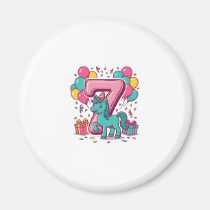 Süßes Pony-Vektordesign zur 7. Geburtstagsfeier de Magnet