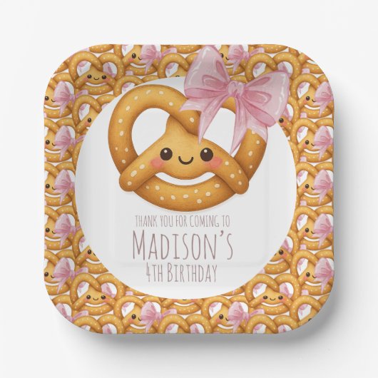 Süßes Pretzel-Mädchen Geburtstagsfeier Pappteller (Vorderseite)