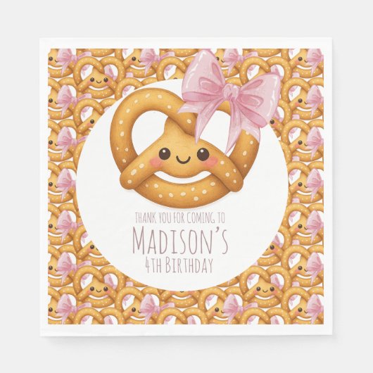 Süßes Pretzel-Mädchen Geburtstagsfeier Serviette (Vorderseite)