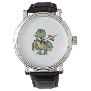 Süßes Pride-Dinosaurier-Vektor-Shirt-Design_1 Armbanduhr