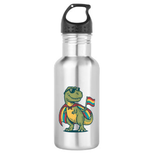 Süßes Pride-Dinosaurier-Vektor-Shirt-Design_1 Edelstahlflasche