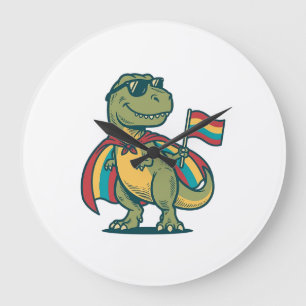 Süßes Pride-Dinosaurier-Vektor-Shirt-Design_1 Große Wanduhr
