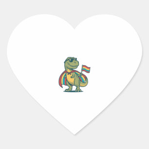 Süßes Pride-Dinosaurier-Vektor-Shirt-Design_1 Herz-Aufkleber