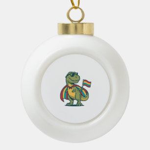 Süßes Pride-Dinosaurier-Vektor-Shirt-Design_1 Keramik Kugel-Ornament