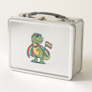Süßes Pride-Dinosaurier-Vektor-Shirt-Design_1 Metall Brotdose