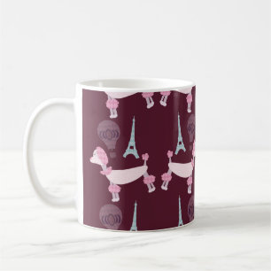 Süßes Pudel-Muster aus Paris, Fünfzigerjahre Kaffeetasse