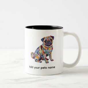 Süßes Pug-Hund-Design Zweifarbige Tasse
