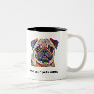 Süßes Pug-Hund-Design  Zweifarbige Tasse