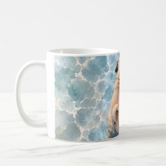 Süßes Pug-Wasserfarbenporträt Kaffeetasse (Links)