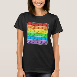 Süßes quadratisches Pop It Regenbogenfarbenes Pop T-Shirt
