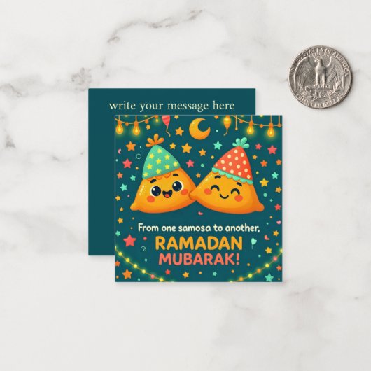 Süßes Ramadan Mubarak  Mitteilungskarte (Vorderseite/Rückseite Beispiel)