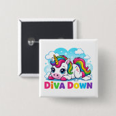 Süßes Regenbogen Einhorn Button (Vorne & Hinten)