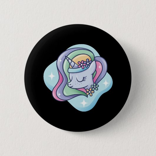 Süßes Regenbogen-Einhorn Button (Vorderseite)
