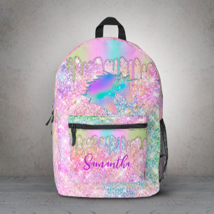 Süßes Regenbogen-Einhorn-falsche Glitter-Sterne-Mo Bedruckter Rucksack
