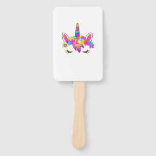 Süßes Regenbogen-Einhorn-Gesicht-Shirt Fächer