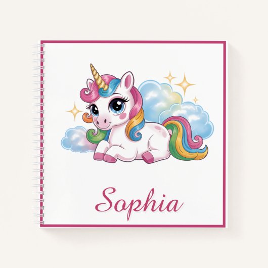 Süßes Regenbogen Einhorn Notizblock (Vorderseite)