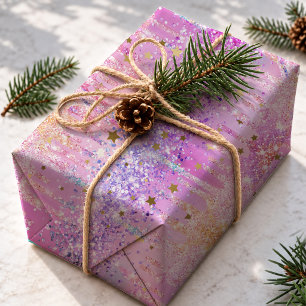 Süßes Regenbogen-Einhorn rosa Glitter-Tropfen Geschenkpapier