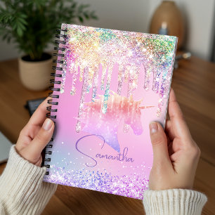Süßes Regenbogen-Einhorn rosa Glitter-Tropfen Mono Planer