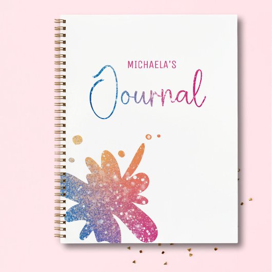 Süßes Regenbogen-Glitter-Splatter-Journal-Notizbuc Notizblock