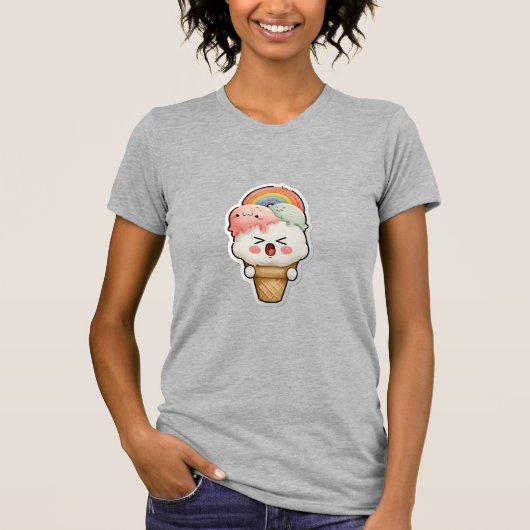 Süßes Regenbogen-Grafik Graues T-Shirt (Vorderseite)
