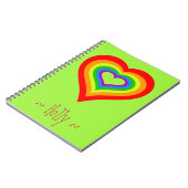 Süßes Regenbogen-Herz-grafischer Entwurf Notizblock (Linke Seite)