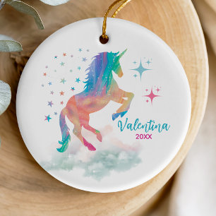 Süßes Regenbogen-Holografie-Fantasy-Einhorn Keramik Ornament