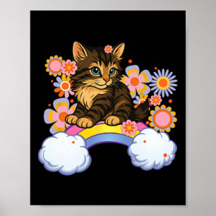 Süßes Regenbogen-Kätzchen Lustige Sarkastische Kat Poster