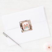 ☁️ Süßes Regenbogen-Monogramm M Anfangsdesign ☁️ Quadratischer Aufkleber (Umschlag)