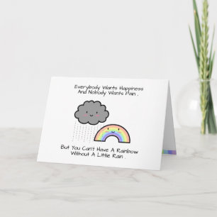 Süßes Regenbogen-Regenwolken-Glückszitat Karte