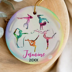 Süßes Regenbogen-Sportliches Turn-Mädchen Keramik Ornament