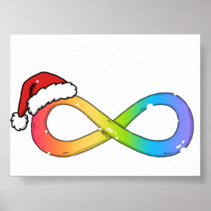 Süßes Regenbogen-Unendlichkeitssymbol Frohe Weihna Poster
