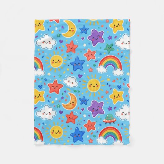 Süßes Regenbogen-Weltraum-Nahtloses Muster Fleecedecke (Vorderseite)