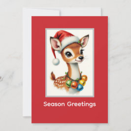 Süßes Reh-Rentier-Weihnachtsmann-Hütchen Feiertagskarte
