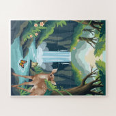 Süßes Reh und Wasserfall Wald Kinderpuzzle Puzzle (Horizontal)