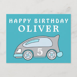 Süßes Rennwagen Blau Alles Gute zum Geburtstag Jun Postkarte